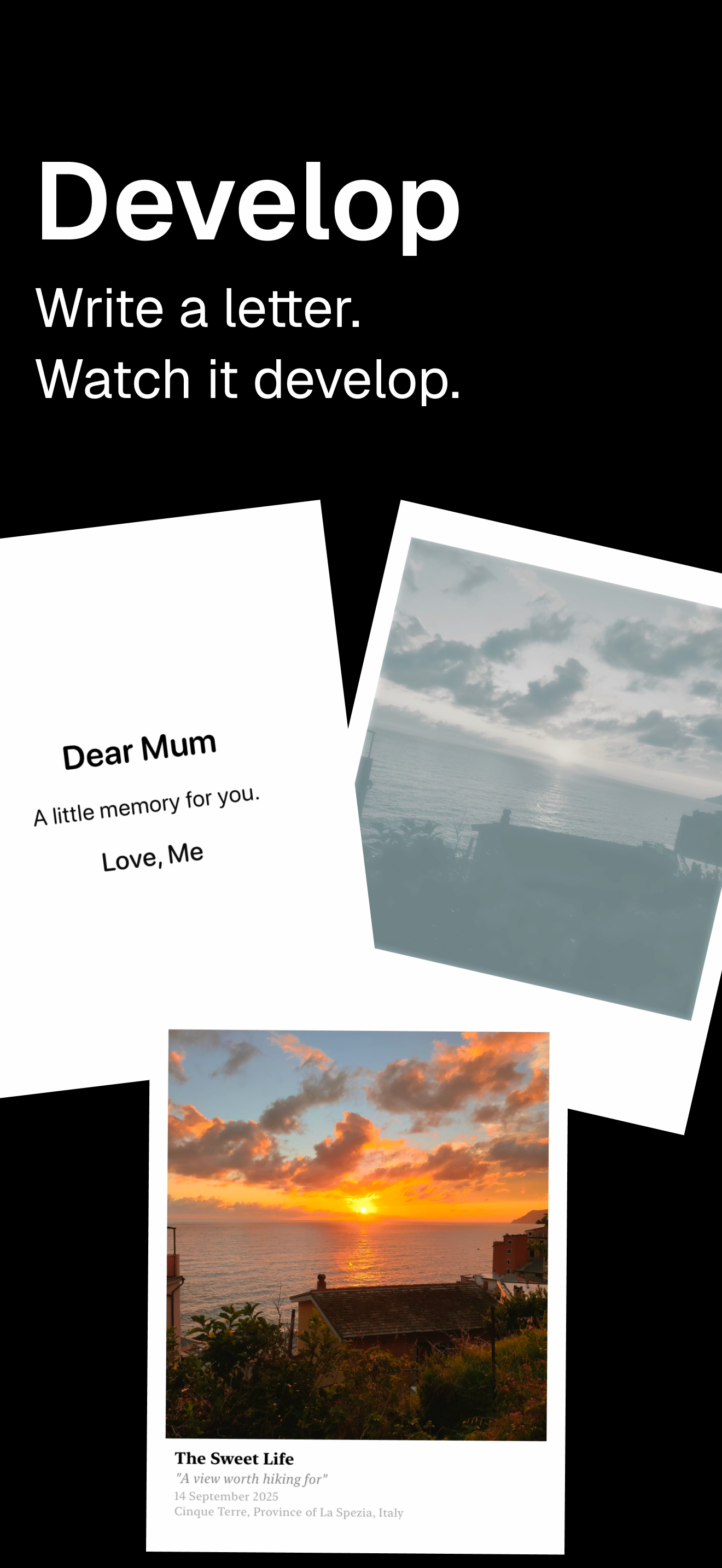 Develop — write a letter, watch it develop